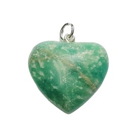PINGENTE AMAZONITA NATURAL CORA��O EM PRATA - ID 6022