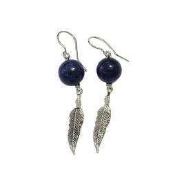 BRINCO LAPISLAZULI BOLA EM PRATA 925 - ID 6532