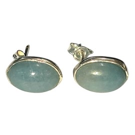 BRINCO FLUORITA ZUL OVAL EM PRATA 925 - ID 6992