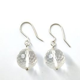 Brinco Cristal De Rocha Bola Em Prata - Id 3748