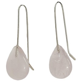 BRINCO QUARTZO ROSA GOTA EM PRATA 925 - ID 6931