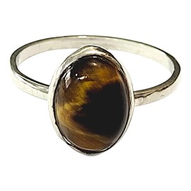 ANEL OLHO DE TIGRE OVAL EM PRATA 925 - ID 6960