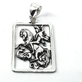 Pingente S�o Jorge Retangular Em Prata - Id 5276