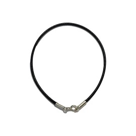 Pulseira Couro Natural 2Mm Preto Com Prata - Id 5914