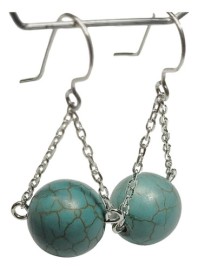 Brinco Turquesa Bola Em Prata 925 - Id 6618