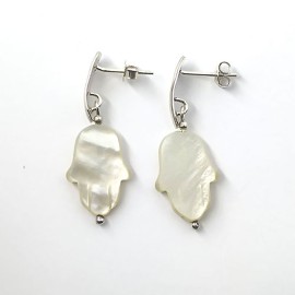 Brinco Madre P�rola M�o De F�tima Em Prata - Id 3231