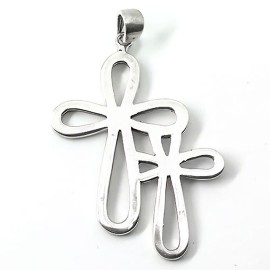 Pingente Cruz Dupla De Prata - Id 2266