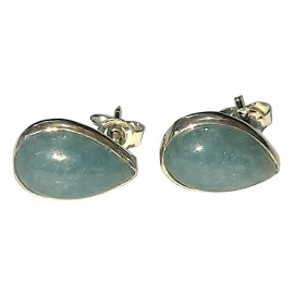 BRINCO FLUORITA ZUL GOTA EM PRATA 925 - ID 6993