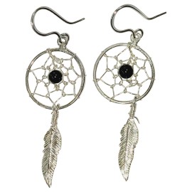 BRINCOS FILTRO DO SONHOS EM PRATA 950 PEDRA:ONIX