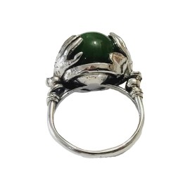 ANEL QUARTZO VERDE M�O DE DEUS EM PRATA 925 - ID 6559