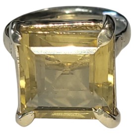 ANEL CITRINO QUADRADO EM PRATA 925 - ID 7105