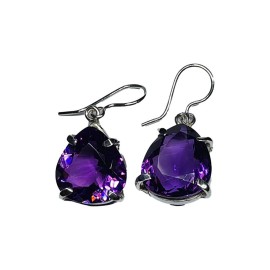 Brinco Ametista Lapidado Em Prata - Id 5611