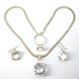 Conjunto Cristal Lapidao Portuguesa Em Prata Id 4441