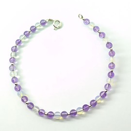 Pulseira Ametista Com Opalina Em Prata - Id 4348