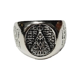 Anel N. S. Aparecida Com Ora��o  Em Prata 925 - Id 6434