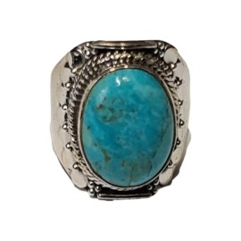 Anel Turquesa Em Prata - Id 5751