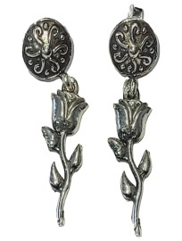 BRINCO ROSA COM HASTE EM PRATA 925 - ID 6907