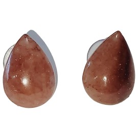 BRINCO QUARTZO GOIABA GOTA TARRACHA EM PRATA 925 - ID 6837