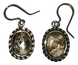 Brinco Quartzo Rutilado Oval Em Prata 925 - Id 6730