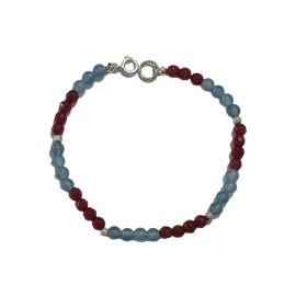 Pulseira Apatita E Rubi Em Prata  - Id 5847