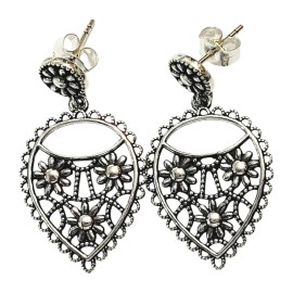 BRINCO TRIO FLOR TARRAXA EM PRATA 925 - ID 7031