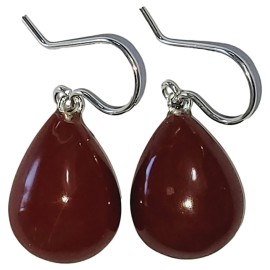 BRINCO JASPE MOGNO GOTA GANCHO EM PRATA 925 - ID 6840