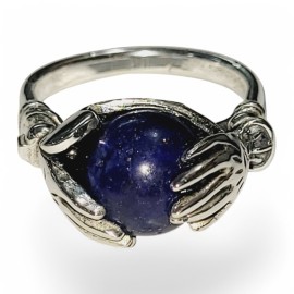 ANEL LAPISLAZULI M�O DE DEUS EM PRATA 925 - ID 6951