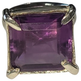 ANEL AMETISTA QUADRADO EM PRATA 925 - ID 7110