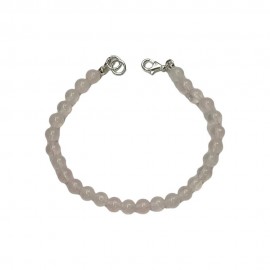 PULSEIRA QUARTZO ROSA NATURAL EM PRATA 925 - ID 5986 