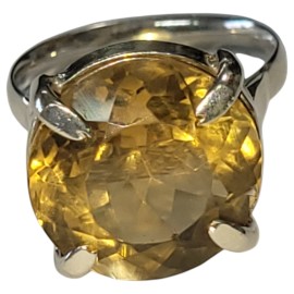 ANEL CITRINO REDONDO EM PRATA 925 - ID 7115