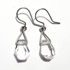 Brinco Cristal De Rocha Em Prata - Id 5166