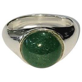 ANEL QUARTZO VERDE CABOCH�O EM PRATA 925 - ID 7071