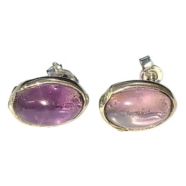 BRINCO AMETISTA OVAL EM PRATA 925 - ID 6989