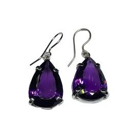 Brinco Ametista Lapidado Em Prata - Id 5613