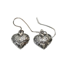 Brinco Cora��o Arabesco em Prata 925 - Id 5861