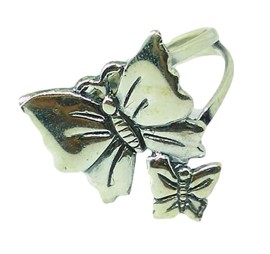 Anel Borboleta Dupla Em Prata - Id 4814