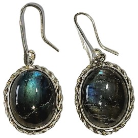 BRINCO LABRADORITA OVAL EM PRATA 925 - ID 6865