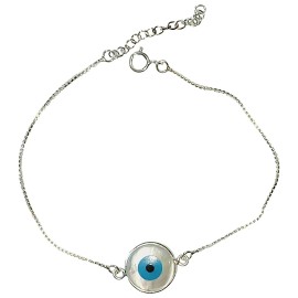 PULSEIRA OLHO GREGO MADRE P�ROLA EM PRATA 925 - ID 6826