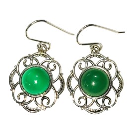 BRINCO CRISOPRASIO EM PRATA 925 - ID 7036