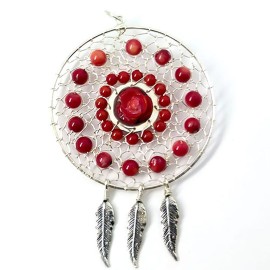 Pingente Mandala Filtro Do Sonho Coral Em Prata  Id 4412