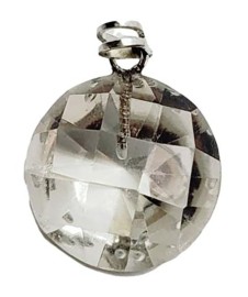 Pingente Citrino Redondo Facetado Em Prata 925 - Id 5418