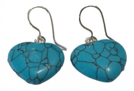 Brinco Turquesa Corao Em Prata - Id 5818