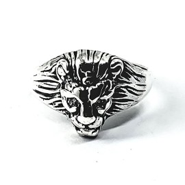 Anel Le�o Com Zirconia Em Prata 925 - Id 5126