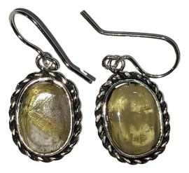 Brinco Quartzo Rutilado Oval Em Prata 925 - Id 6727