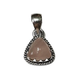 Pingente Quartzo Rosa Triangulo Em Prata - Id 5767