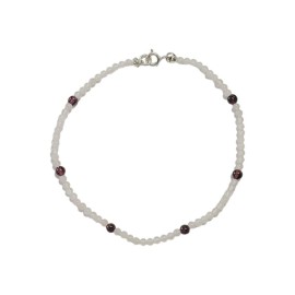 PULSEIRA QUARTZO ROSA E GRANADA EM PRATA 925 - ID 6556