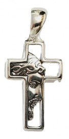 Pingente Cruz Face De Cristo Em Prata 925 - Id 5649