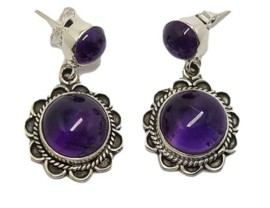 Brinco Ametista Tarraxa Em Prata - Id 5542