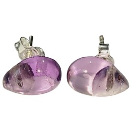 BRINCO AMETISTA GOTA COM TARRAXA EM PRATA 925 - ID 7006