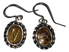 Brinco Quartzo Rutilado Oval Em Prata 925 - Id 6732